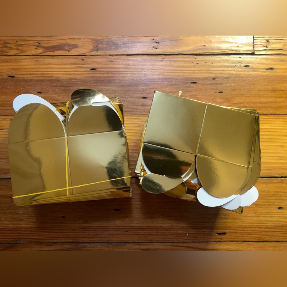 Set of 85 2.5 x 2.5 inch gold party favor boxes sparkle and bash